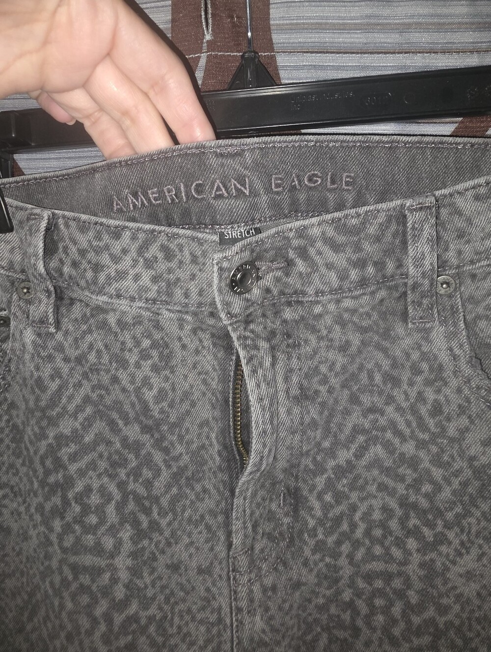 American Eagle Grey Snake-Print Wide Leg Jeans - Picture 2 of 3